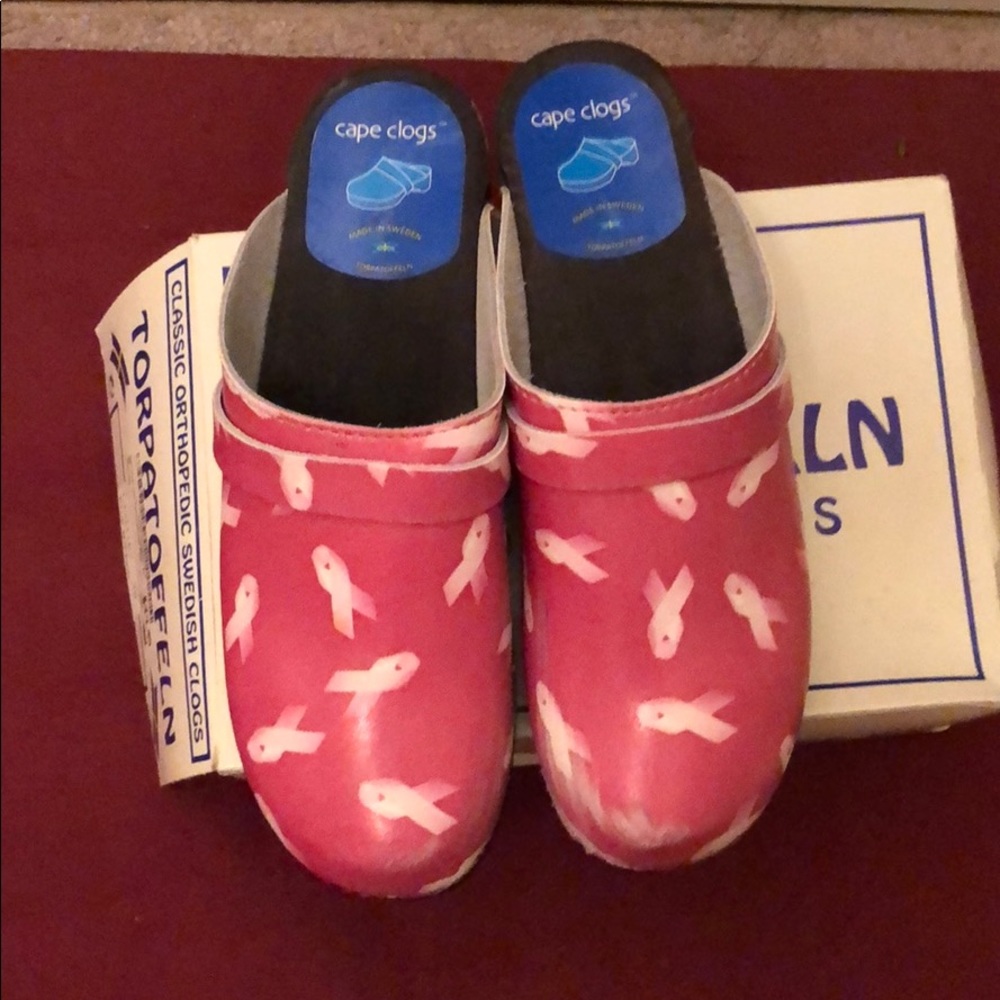 Pink Leather Open Back Swedish Clogs